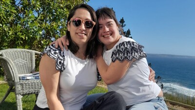 Milagros and Guadalupe at the beach.