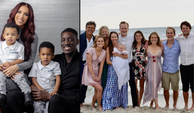 Tony Snell and Tim Shriver pictured with their families. 