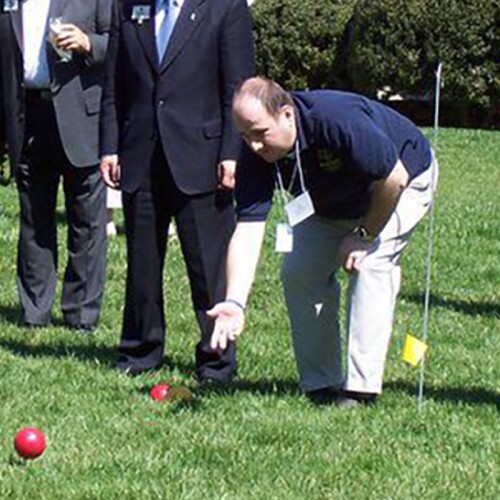 Ben playing bocce. 