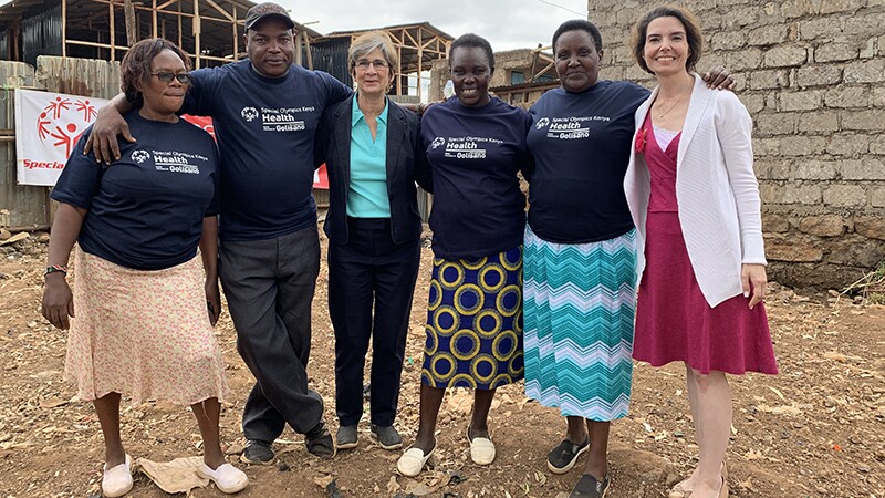 Ann Costello and Alicia Vazzano with Helathy Communities staff in Kenya.