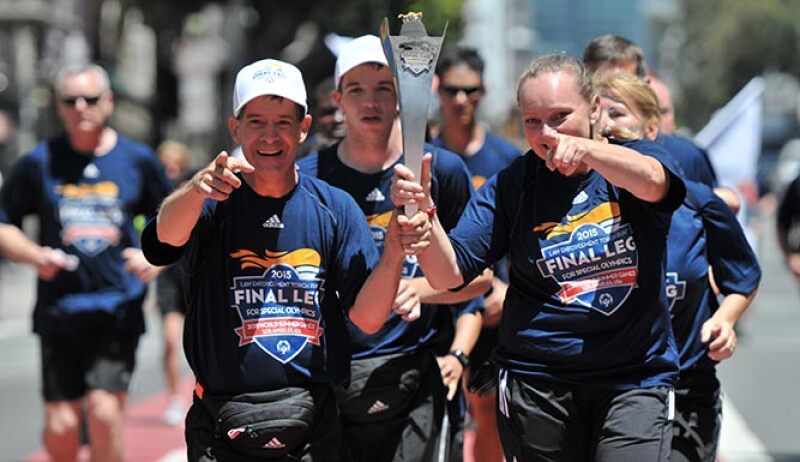 The Final Leg team carries the torch throughout California en route to the Opening Ceremony of the 2015 Special Olympics World Summer Games in Los Angeles.