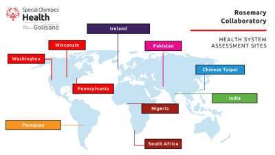 World map with countries highlighted: Wisconsin, Washington State, Pennsylvania, Ireland, Pakistan, Chinse Taipei, India, Nigeria, South Africa, and Paraguay